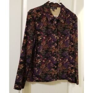 VTG-Briggs New York -Long Sleeve Women's Blazer Jacket Floral Button Up Size M